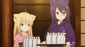 宴会で働く柚と皐